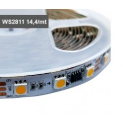 Tira PIXEL LED Digital 5 mts Flexible 12V 14,4W/mt 60 Led/mt WS2811 5050 IP20 Blanco Cálido, rollo 5 metros